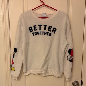 Disney White and Black Crew Neck Sweater